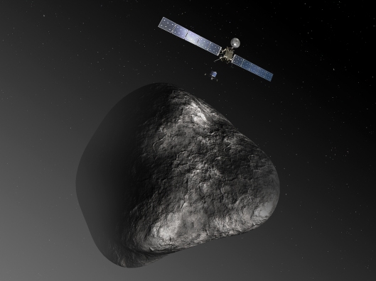 Artist's depiction of Rosetta and Philae at the comet